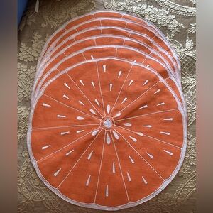 Orange Slice Linen Placemats Set